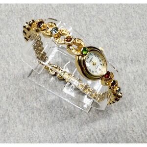 Gramercy CT335 Gold Rainbow Jeweled‎ Womens Watch 19mm New Battery